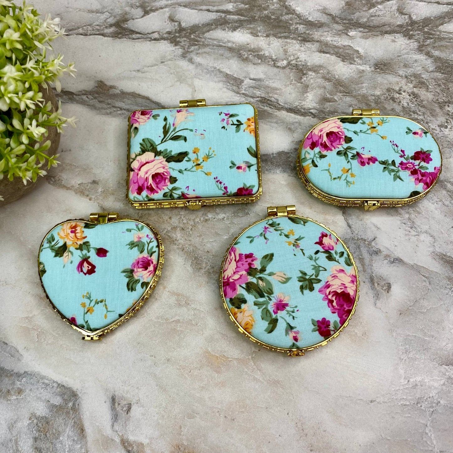 Blue Floral (by shape) mirror by Arimel by Emily