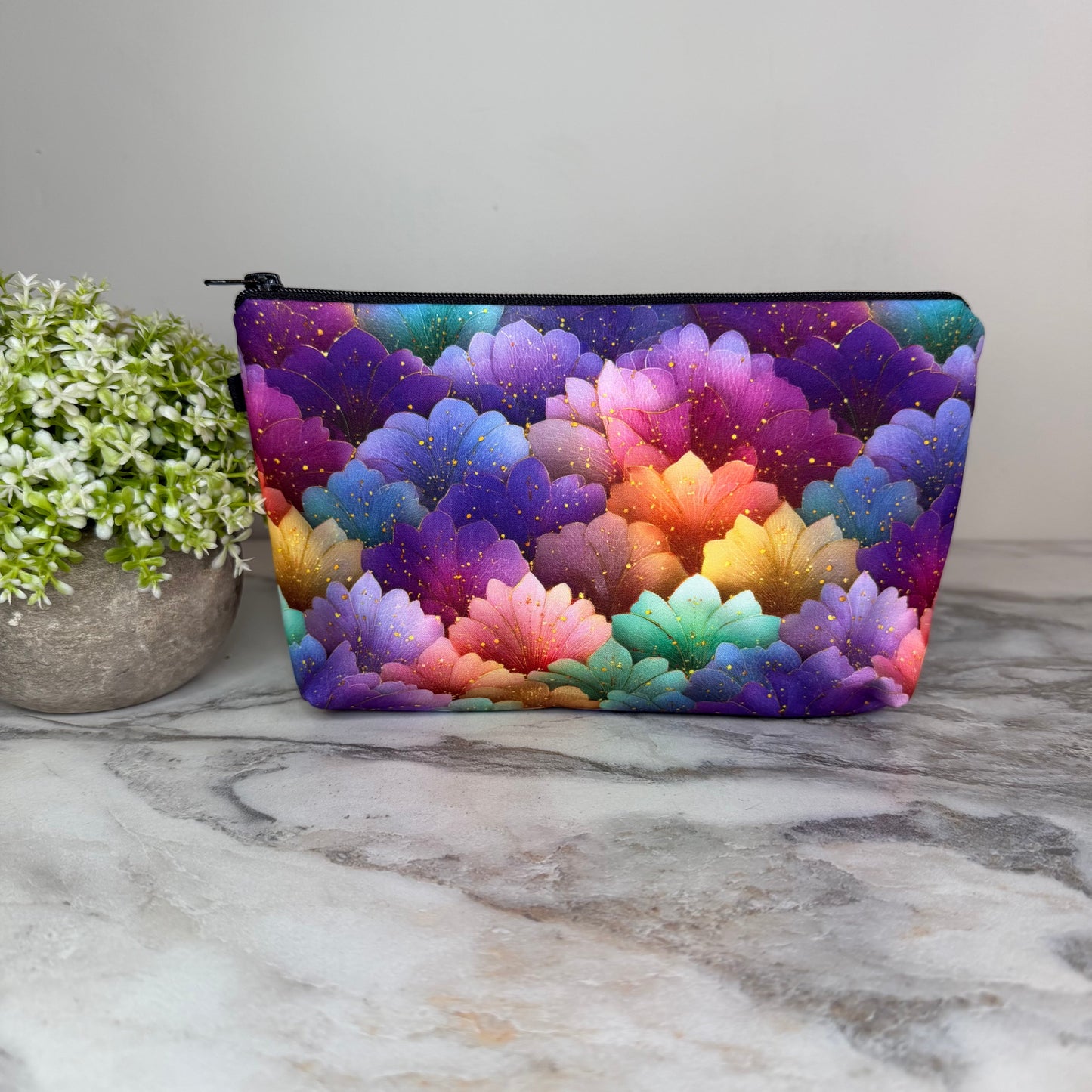 Gold Vibrant Flower Petals pouch by Arimel by Emily