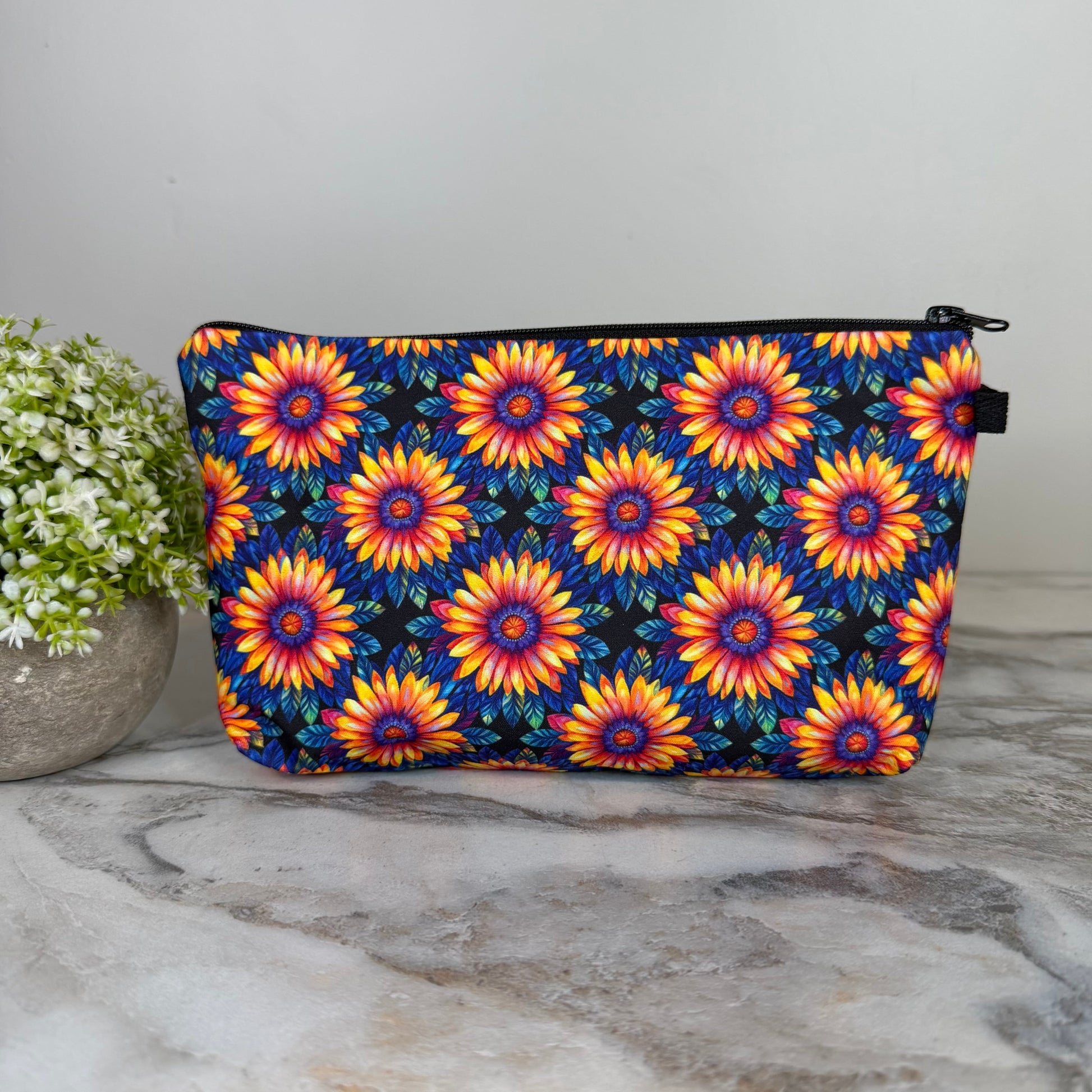 Rainbow Sunflower Kaleidoscope pouch by Arimel by Emily
