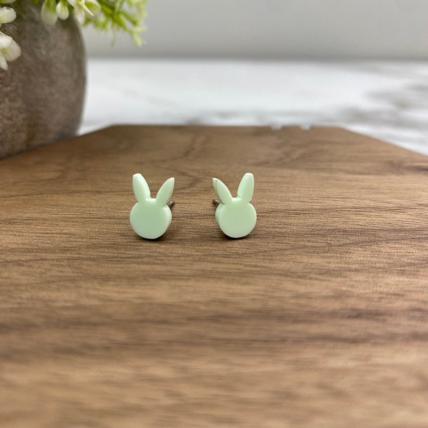 Bunny Head - Light Green Easter earring by Arimel by Emily