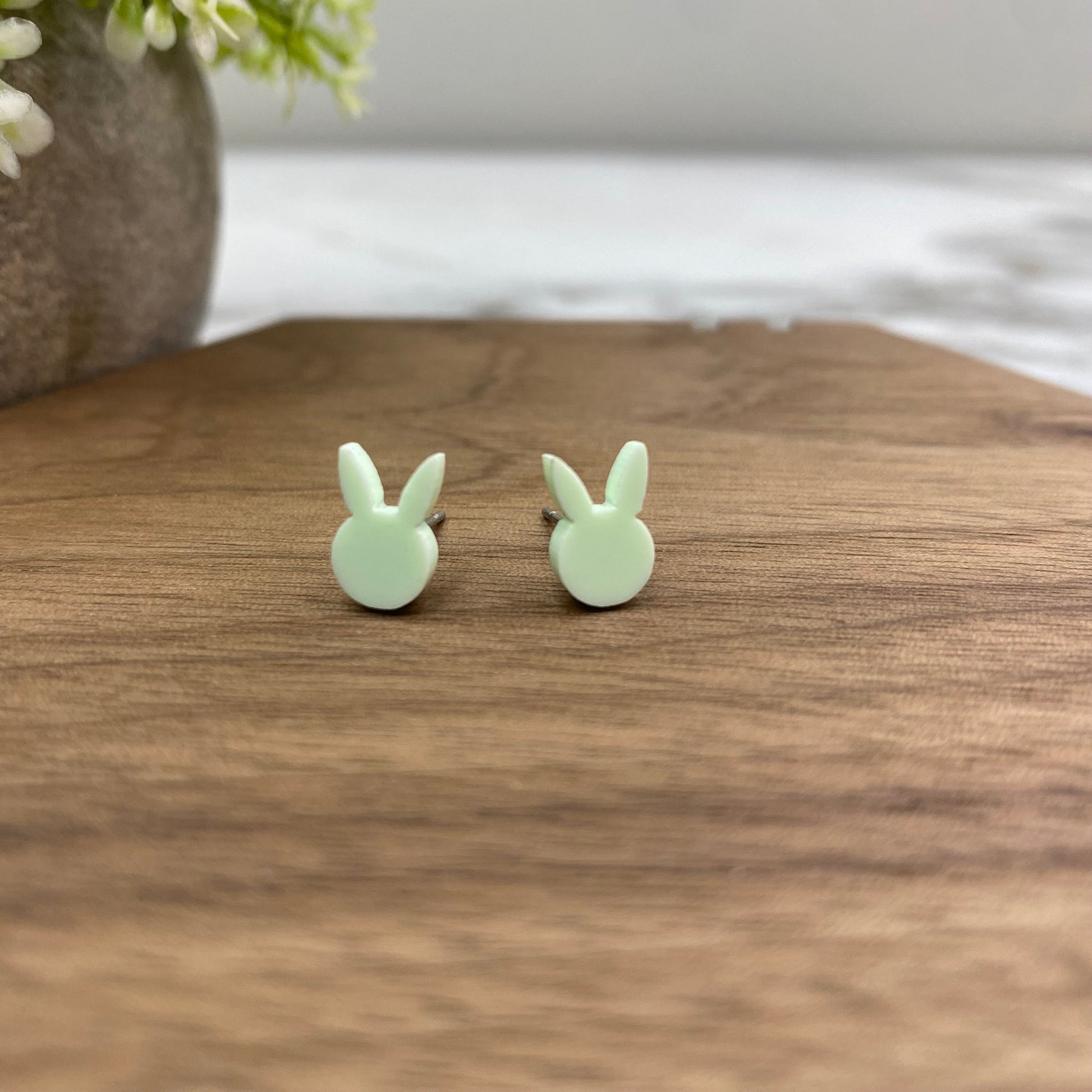 Bunny Head - Light Green Easter earring by Arimel by Emily