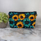 Sunflower Teal & Yellow pouch by Arimel by Emily