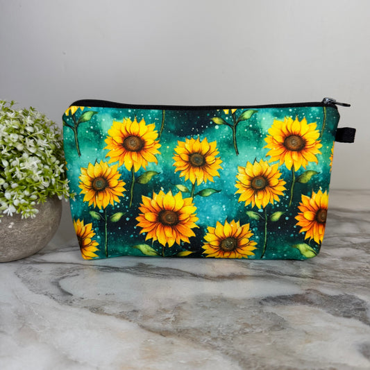 Sunflower Teal pouch by Arimel by Emily