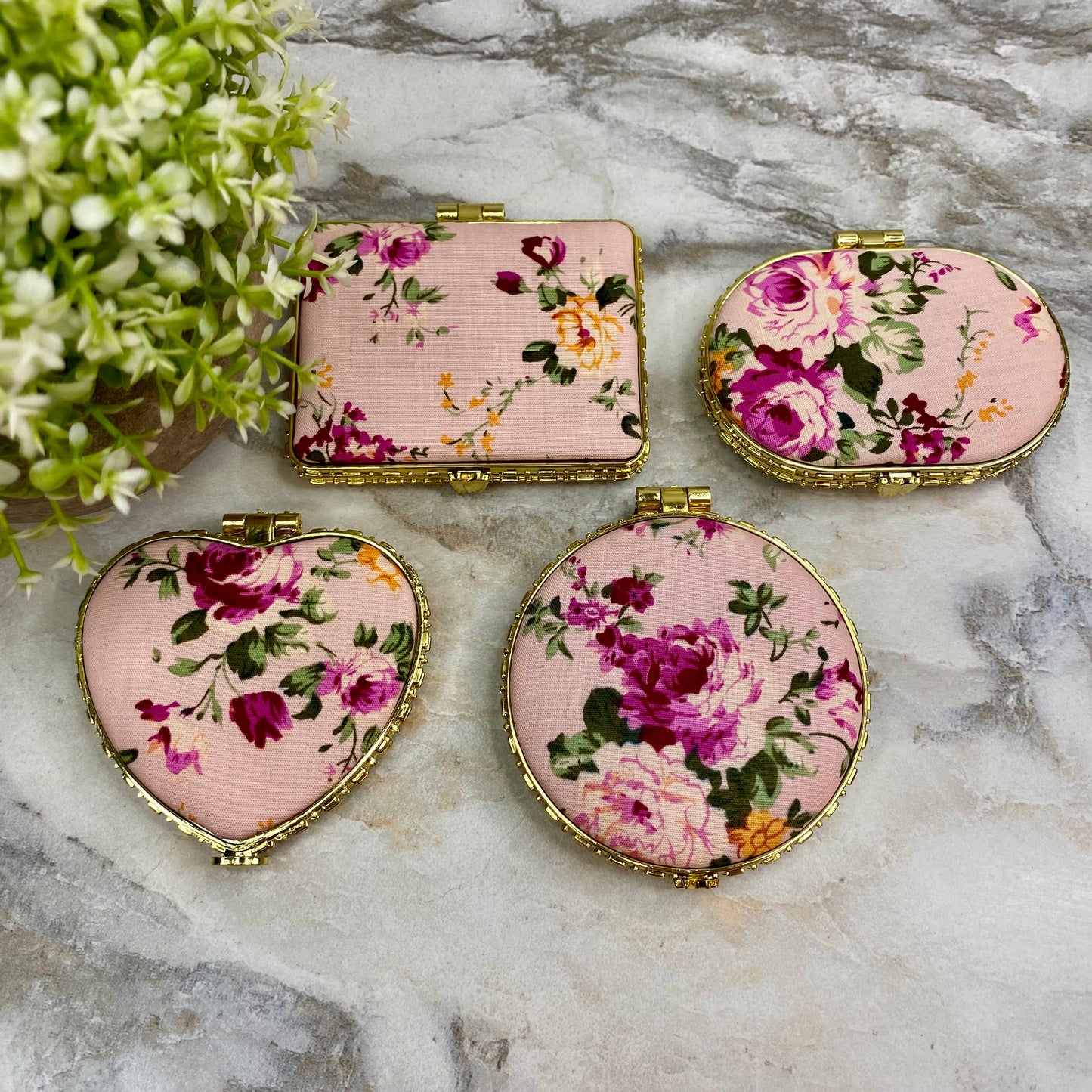 Pink Floral (by shape) mirror by Arimel by Emily