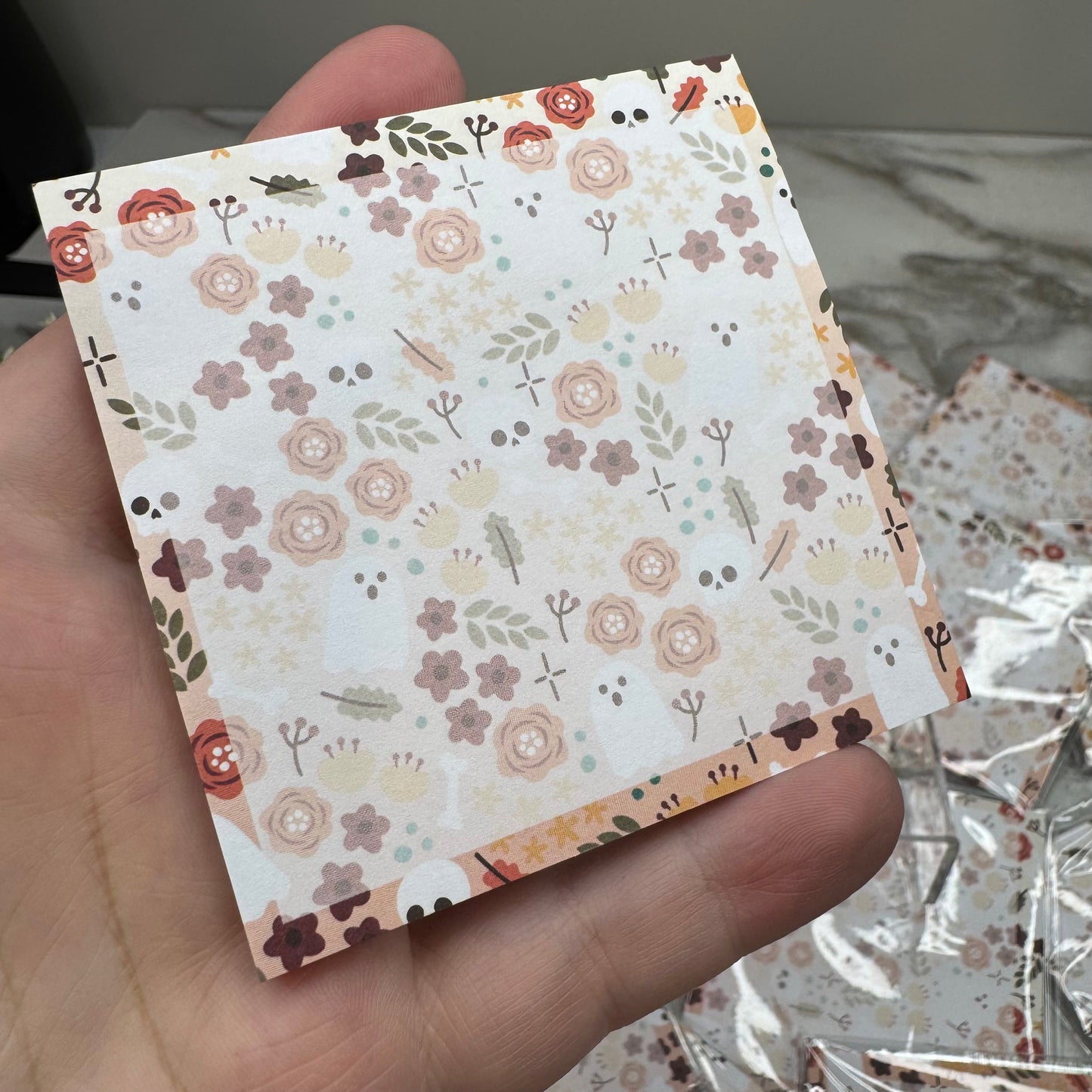 Fall Ghost Floral sticky note by Arimel by Emily