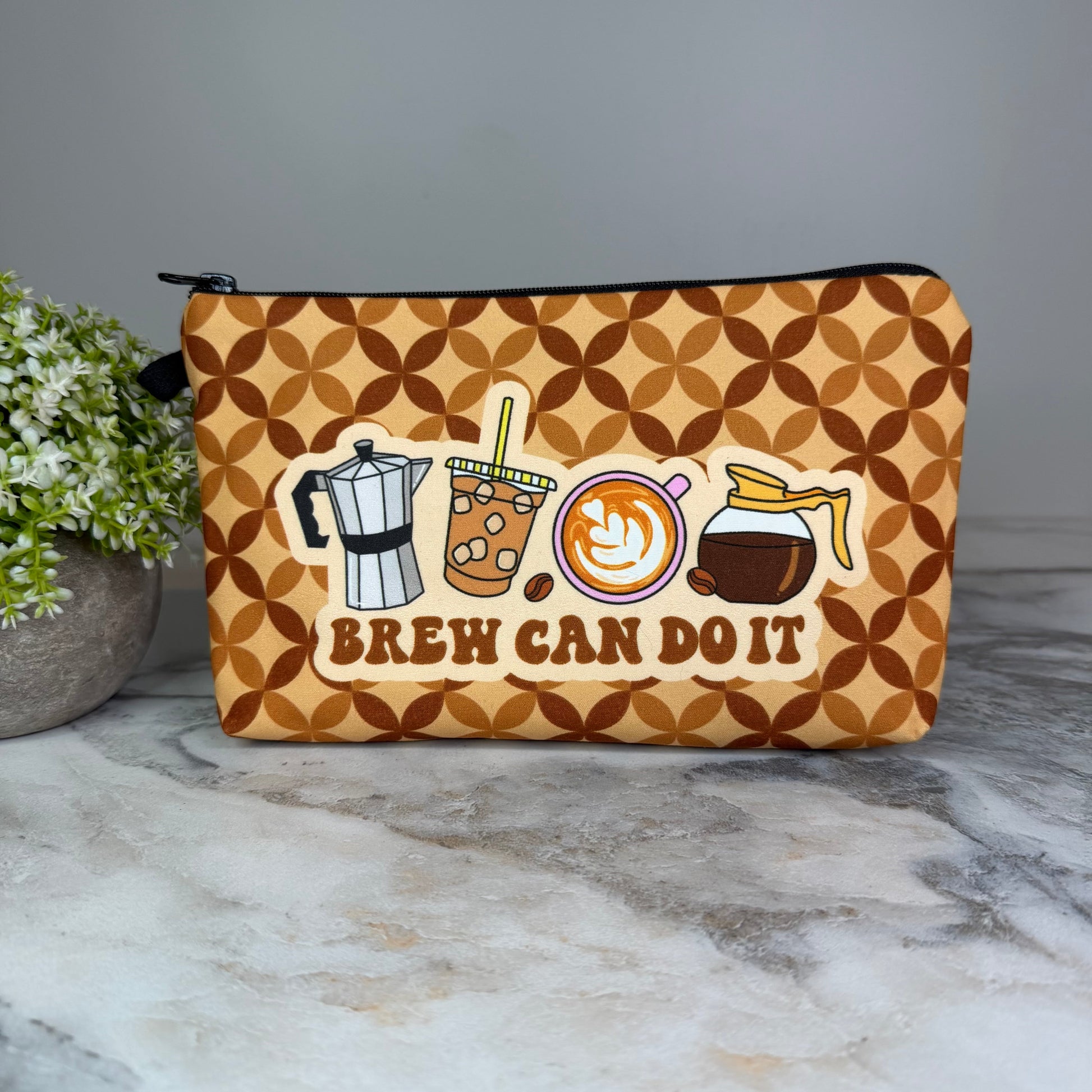 Coffee Brew Can Do It zipper pouch by Arimel by Emily
