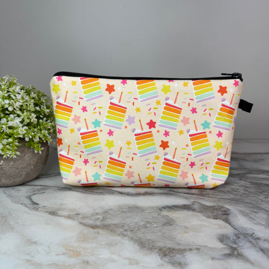 Rainbow Birthday Cake zipper pouch by Arimel by Emily