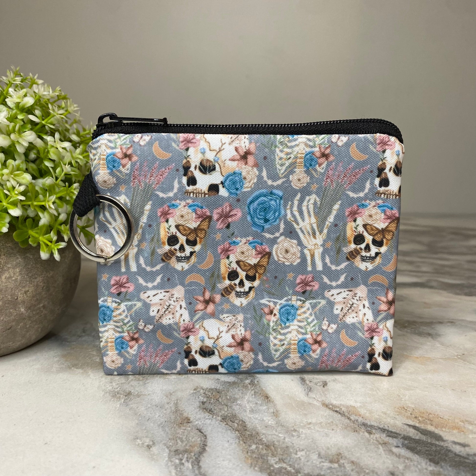 Fall - Skeleton Floral mini pouch by Arimel by Emily