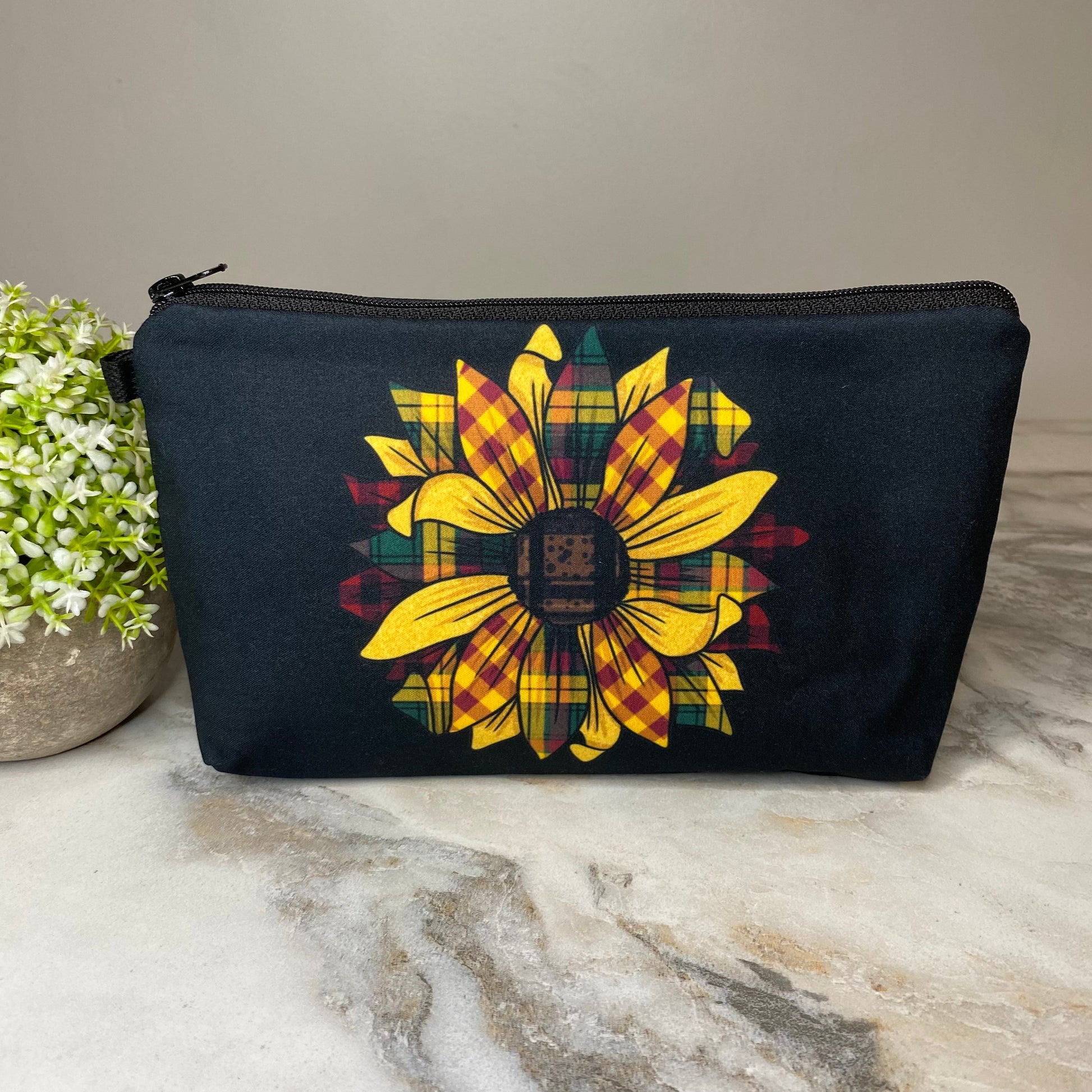 Sunflower Plaid pouch by Arimel by Emily